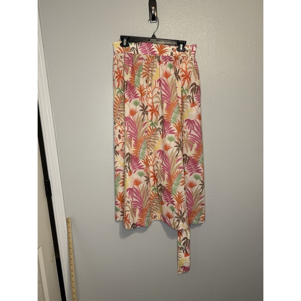J McLaughlin Jungle Melody Midi Skirt NWT Size 10 Floral Cotton Tie Belt Pockets